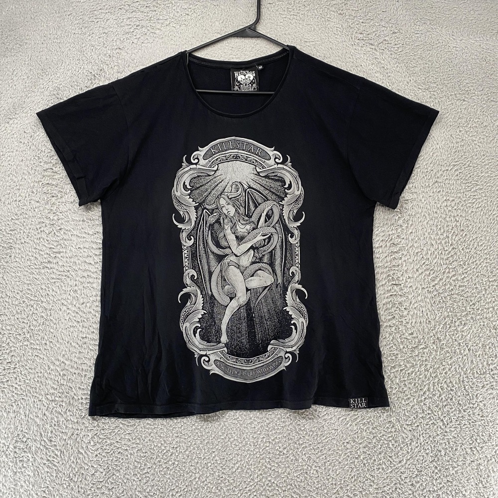Killstar T-Shirt Womens Medium Black Gothic Occult Graphic‎ Snake Serpent